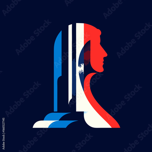 Modern graphic profile with French flag colors and Corsica map.