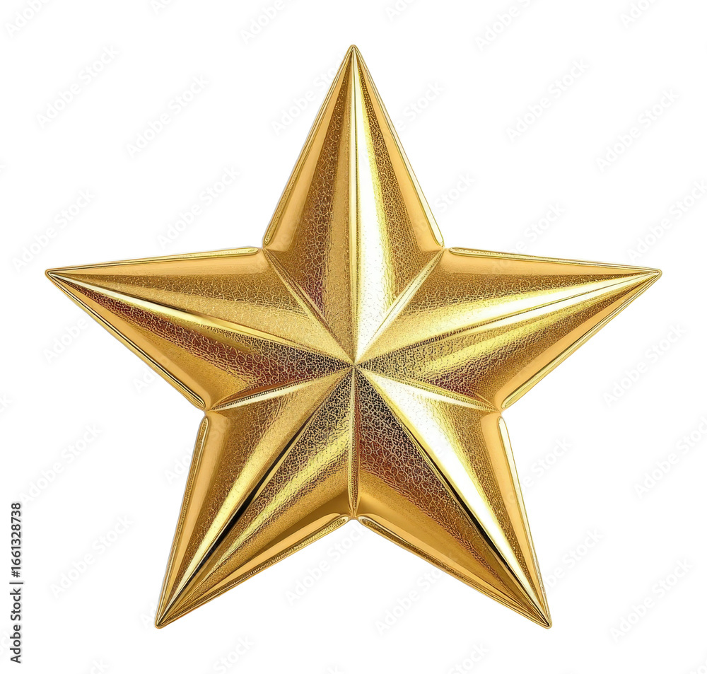 Fototapeta premium Golden Metallic Star White Background