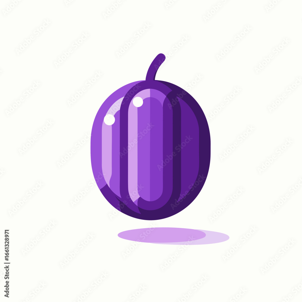 Obraz premium Stylized Purple Plum or Grape Fruit Vector Illustration.