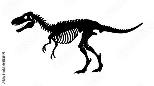 T-Rex Dinosaur Skeleton Silhouette Vector