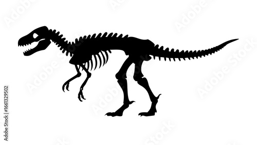 Tyrannosaurus Rex Skeleton Silhouette Vector
