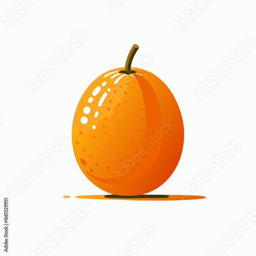 Vibrant abstract orange fruit with textured peel and stem.