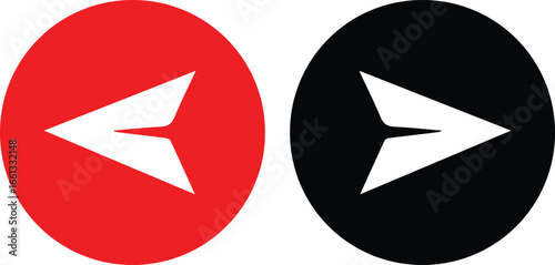 Left and Right Arrow Icons in Red and Black Circular Background – Vector Navigation Symbols for UI and Web Design