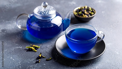 Wallpaper Mural Blue tea in glass teapot and cup Torontodigital.ca