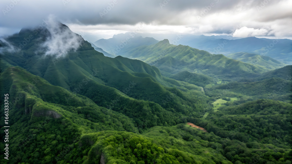Naklejka premium mountain landscape with clouds