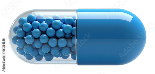 Sleek Twohoned Capsule with Blue Pellets White