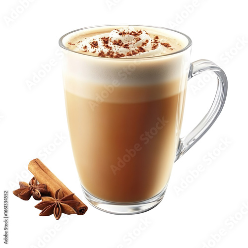 Hot chai latte isolated on transparent background