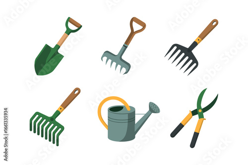 Kitchen breakfast set, cereal bowl milk jug pouring, spoon and glass, healthy morning meal icons, flat vector illustration, isolated on white