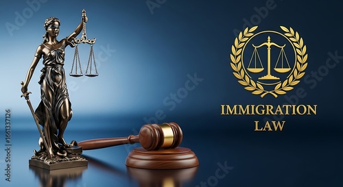 Justice scales and gavel symbolizing immigration law expertise and legal representation for immigration services