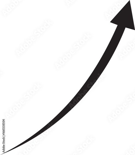 Curved upward arrow, growth and progress symbol, vector illustration