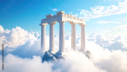 Wallpaper Mural Architectural wonder rising above ethereal clouds, against a backdrop of celestial blue skies Torontodigital.ca