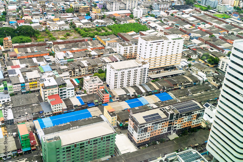 Obraz na plátně Aerial View of Urban City Landscape