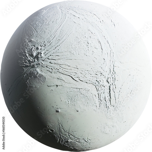 Textured white 3D sphere with cracked surface details