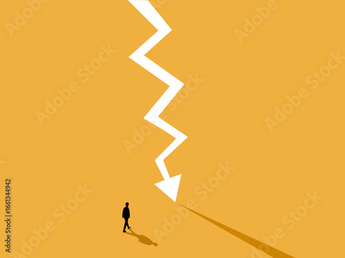 businessman encounters a crisis arrow or obstacle