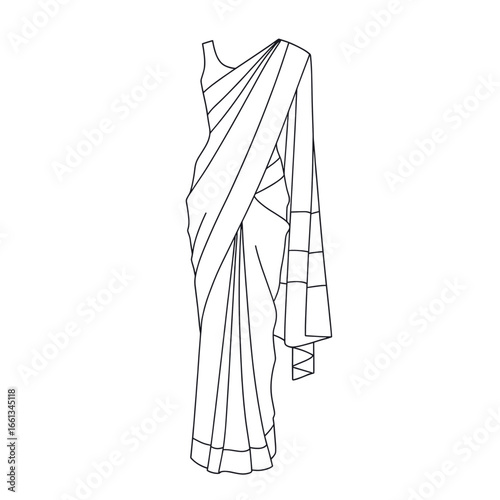 vector illustration of indian woman traditional clothes 