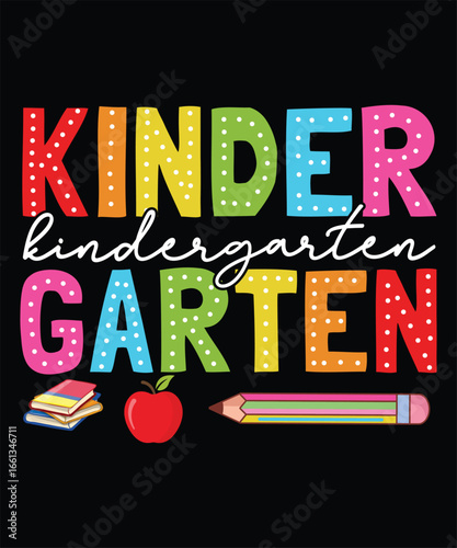Colorful Polka Dot Kindergarten T-shirt Design.