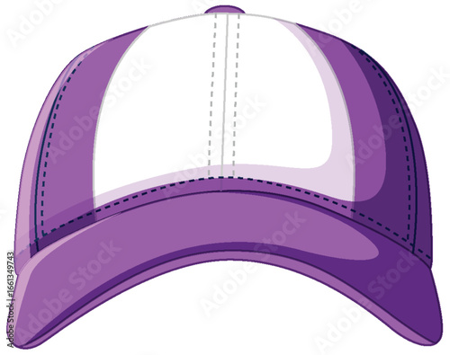 Purple and White Baseball Cap Vector Illustration