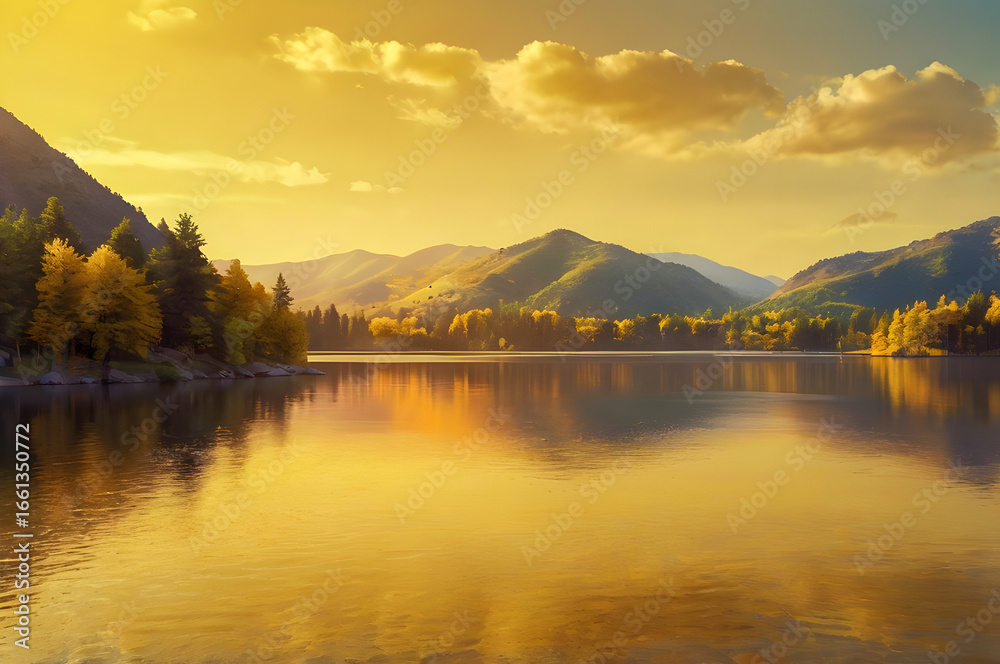 Fototapeta premium sunrise over the lake
