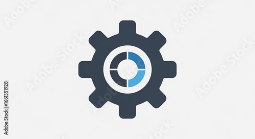 Illustration of a gear with internal segmented circle design and light background shade style
