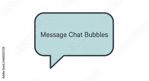Illustration of a light blue speech bubble with a dark outline on a plain white background view chat box