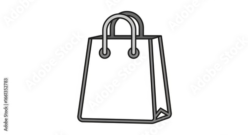 Illustration of a simple shopping bag with handles and a flat bottom isolated on a white background