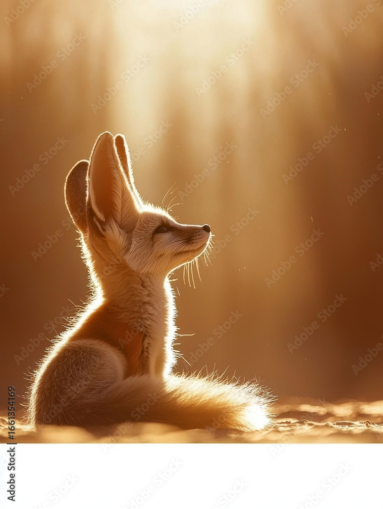 Fototapeta premium Fennec Fox in Golden Sunset Light