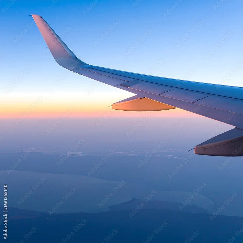 Obraz premium Airplane wing view from above