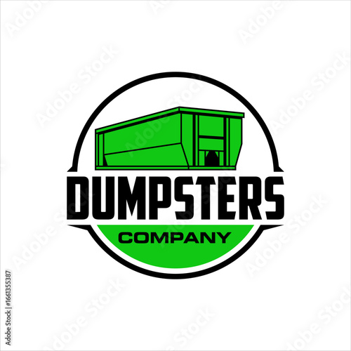 Dumpster rental logo in a masculine style badge design