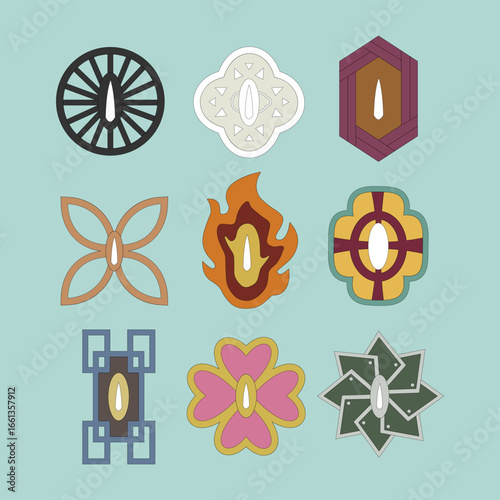 Japanese Tsuba Vector Set, Samurai Sword Guard Ornament Collection, Traditional Decorative Design Pack