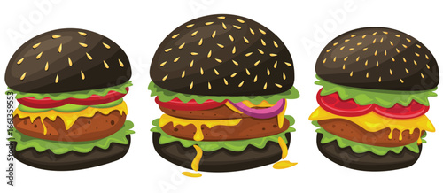 Burger vector set. Set of fast food illustration. Hamburger vector illustration. Fast Food Icons Set. Burger illustration. cheese burger illustration