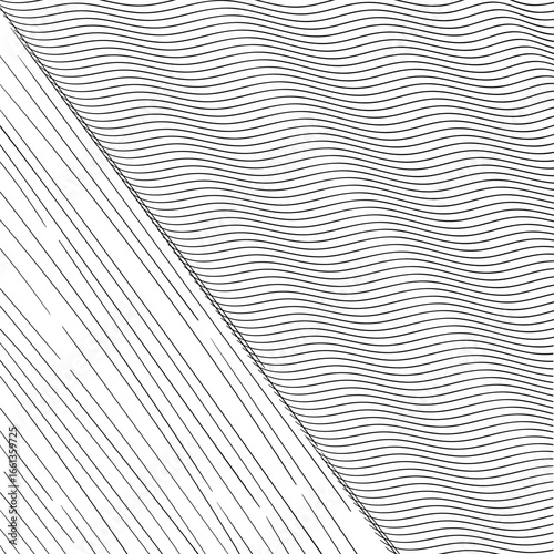 The full striped and wavy texture partially covers the canvas. The other part consists of diagonal lines.