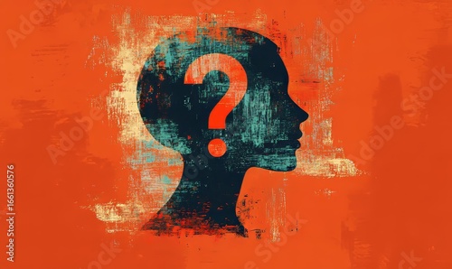 question mark on grunge wall, Generative AI