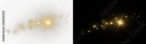 Sparkling light on transparent backgrounds, sparkling dust PNG. Twirl, Glowing light effect with lots of glitter particles and stars. Magical glow PNG. Isolated on transparent PNG overlay	