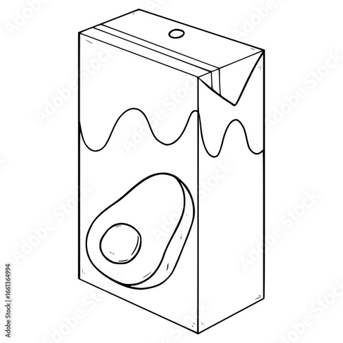 avocado juice box ready to drink illustration hand drawn outline vector