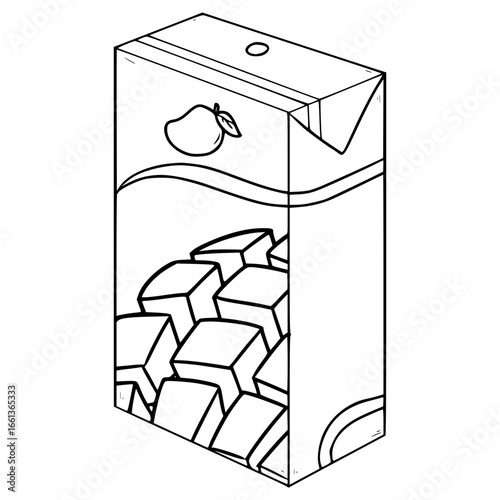 mango juice box ready to drink illustration hand drawn outline vector