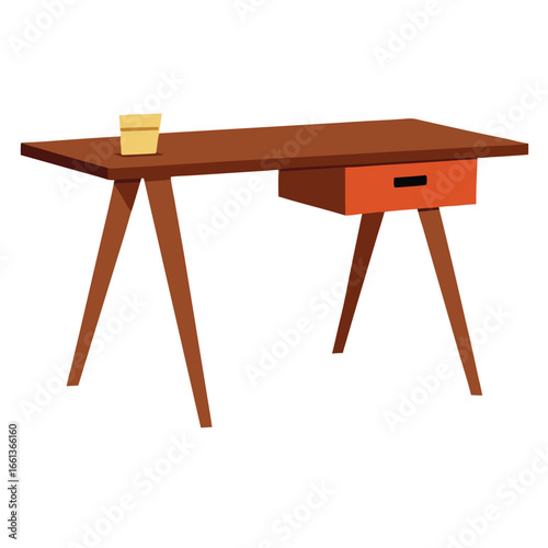 Contemporary Office Desk Sleek Walnut Wood