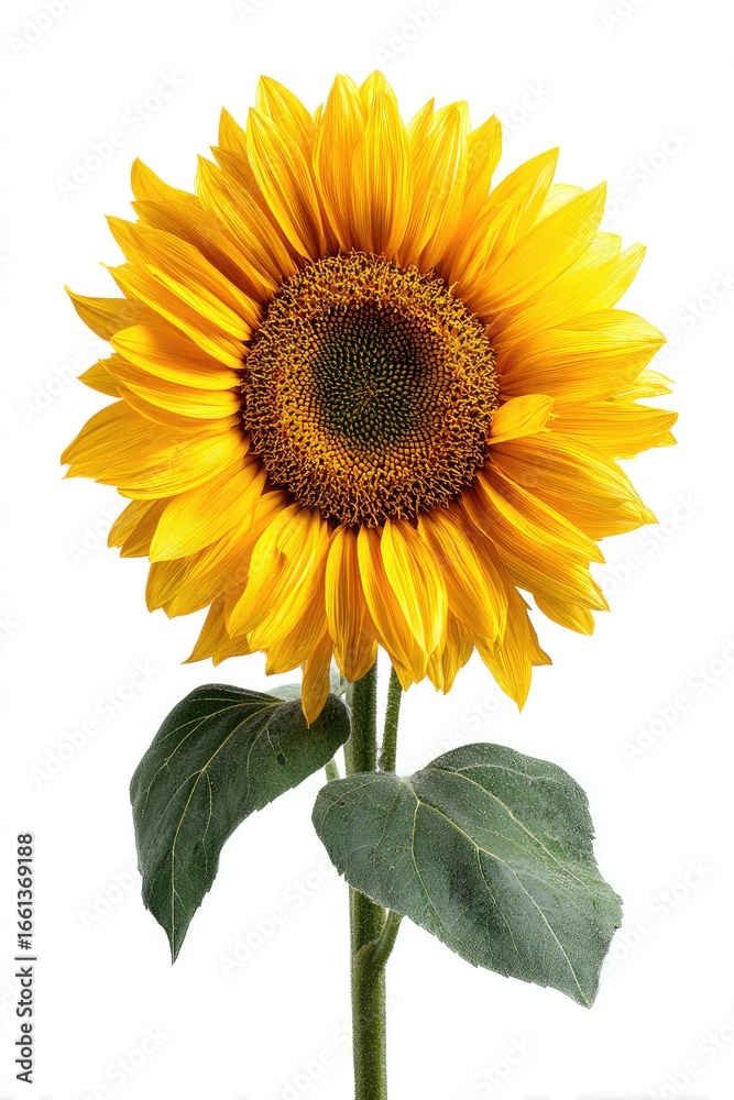 Obraz premium Close-up of a vibrant sunflower against a white background