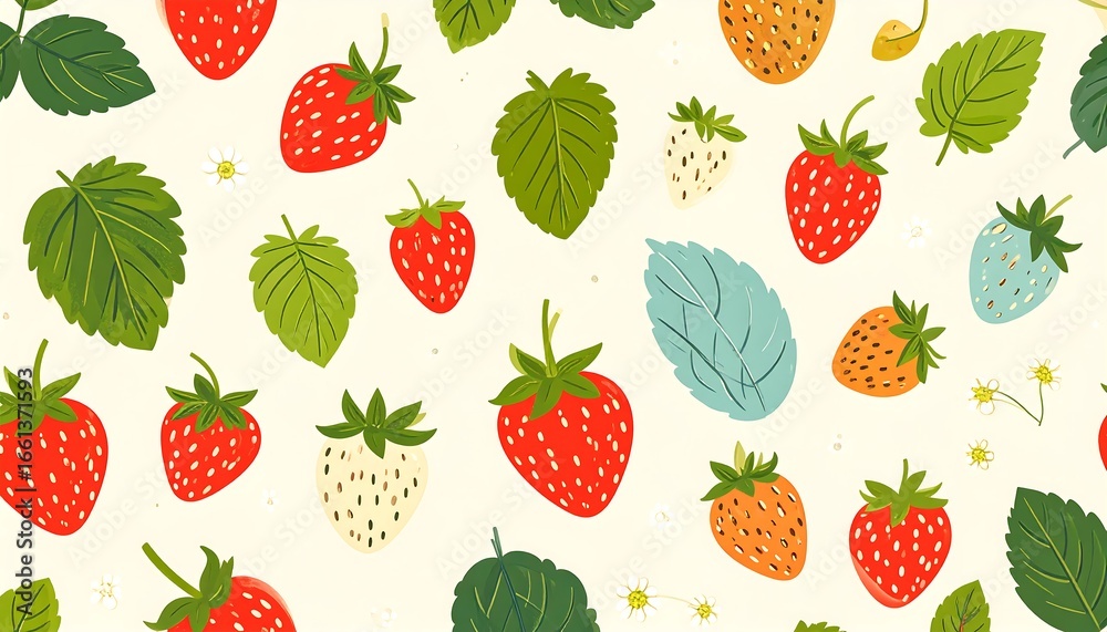 Delightful Strawberry Pattern A charming seamless design Delightful Strawberry Pattern A charming seamless design