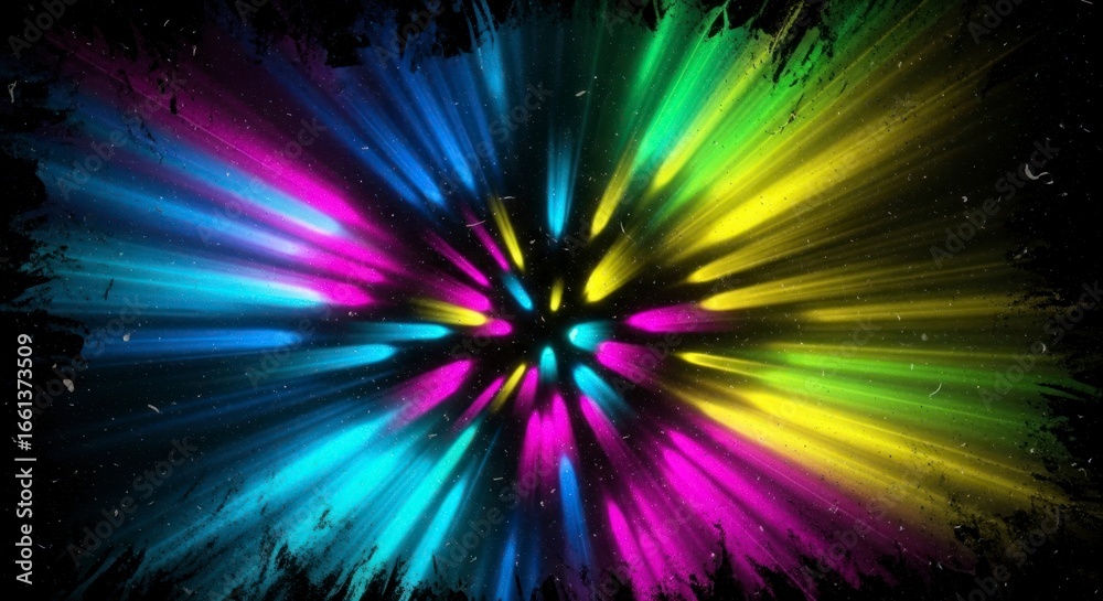 Obraz premium Radiant Hyperspace Burst with Grunge Texture and Vivid Neon Light Streaks