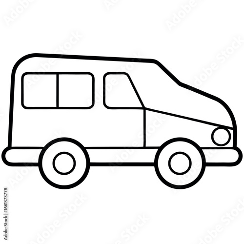 Easy Shapes Transportation Vehicles Line Art Colouring Page
