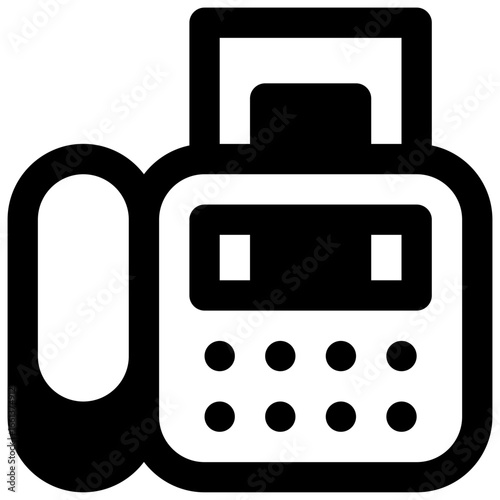 Fax. Outlined stroke vector icon with black-filled details.