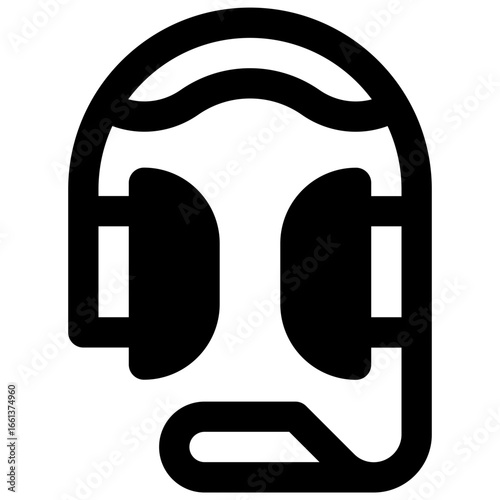 Call center. Outlined stroke vector icon with black-filled details.