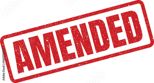 Amended rectangular stamp vector, worn texture, revision concept for document or legal processes
