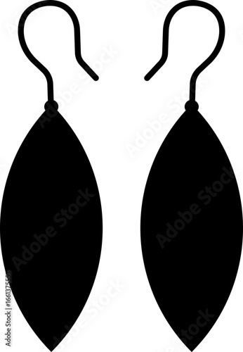 Jewelry icon with earrings, in flat black solid and outline line style vector illustration for fashion, beauty, luxury, accessory and ecommerce design