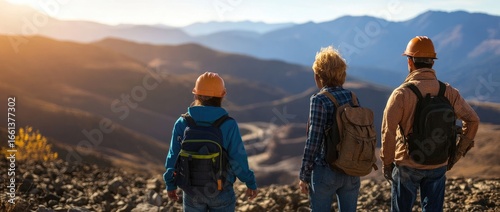 Hikers enjoy mountaintop view