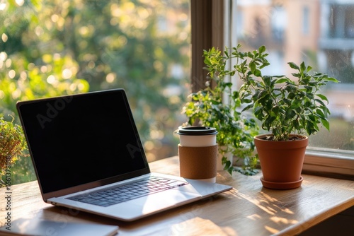 Home office laptop desk natural light