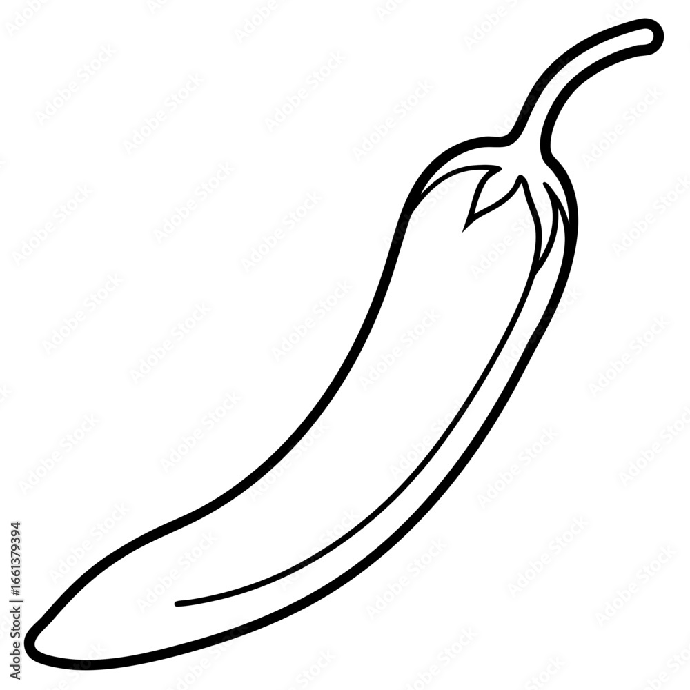 Simple outline drawing of a chili pepper Simple outline drawing of a chili pepper