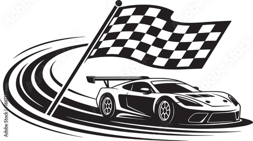 Checkered Flag Race Car Victory, Speed, and Thrilling Finish Line