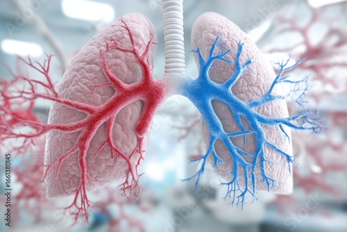 Human lungs anatomy illustration