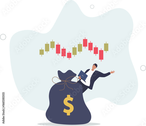 trader with a bag of money. concept of exchange and cryptocurrencies.